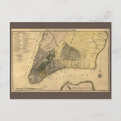 Vintage New York City Plan 1789 Restored Postcard