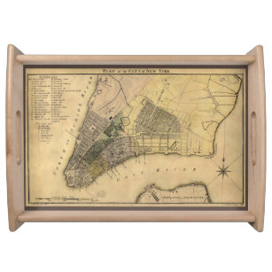 Vintage New York City Plan, 1789, Restored Serving Tray