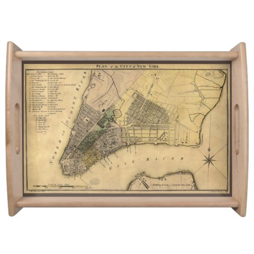 Vintage New York City Plan 1789 Restored Serving Tray