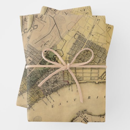 Vintage New York City Plan 1789 Restored Wrapping Paper Sheets