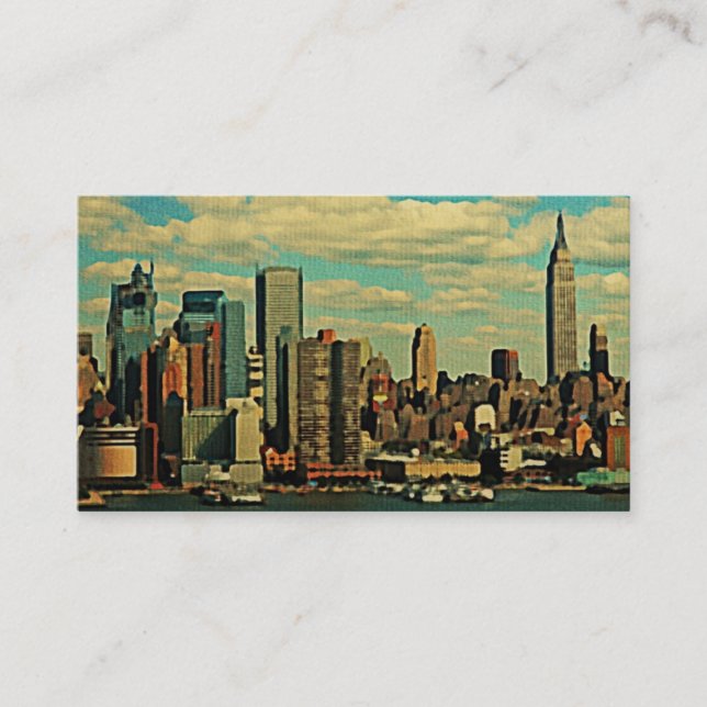 Vintage New York City Skyline Business Card (Front)
