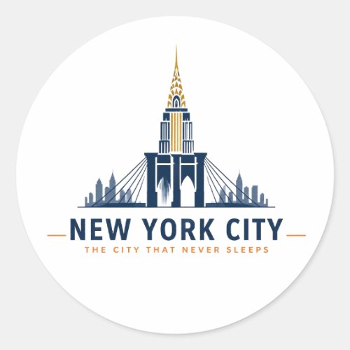 Vintage New York City Skyline Classic Round Sticke Sticker