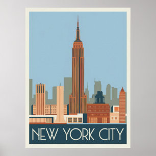Vintage New York City Skyline - Empire State Build Poster