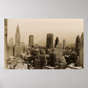 Vintage New York City Skyline Photograph (1935) Poster