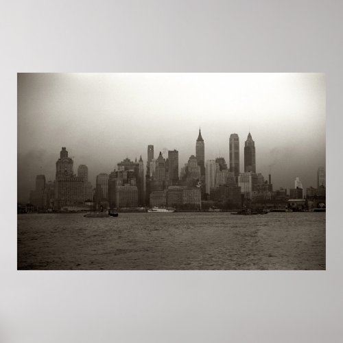 Vintage New York City Skyline Photograph 1941 Poster