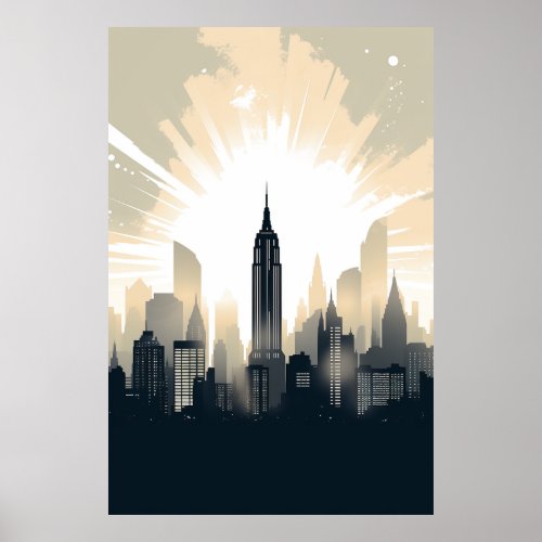 Vintage New York City Skyline Poster _ Prohibition
