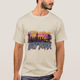 Vintage “New York City Skyline” Retro Sunset T-Shirt