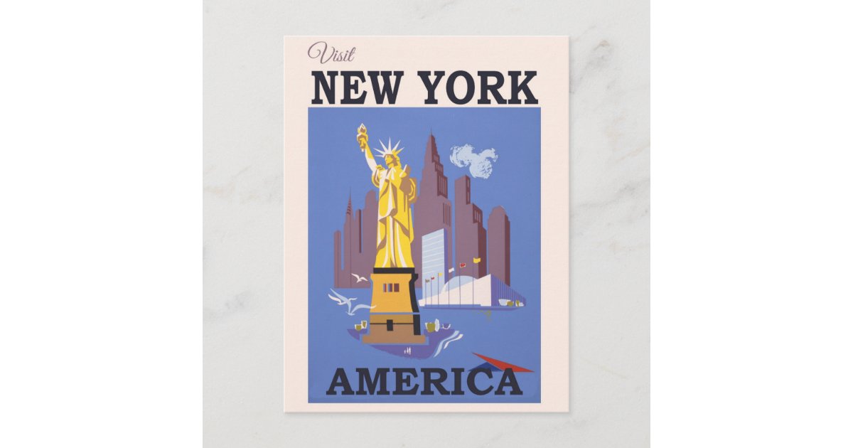 Vintage New York City Skyline Statue of Liberty Postcard | Zazzle