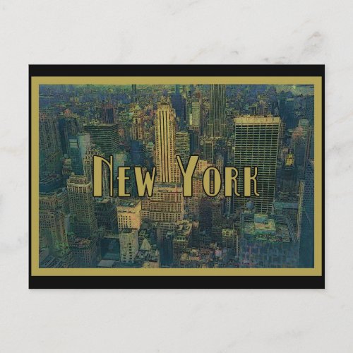 Vintage New York City Skyline Travel Postcard