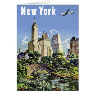 Vintage New York City Skyscrapers Air Travel