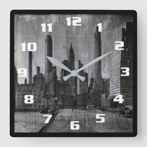 Vintage New York City Square Wall Clock