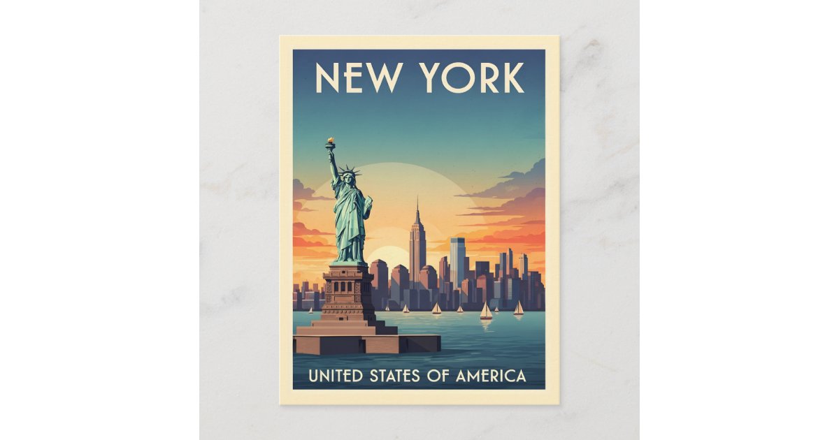 Vintage new York city statue of liberty Postcard | Zazzle