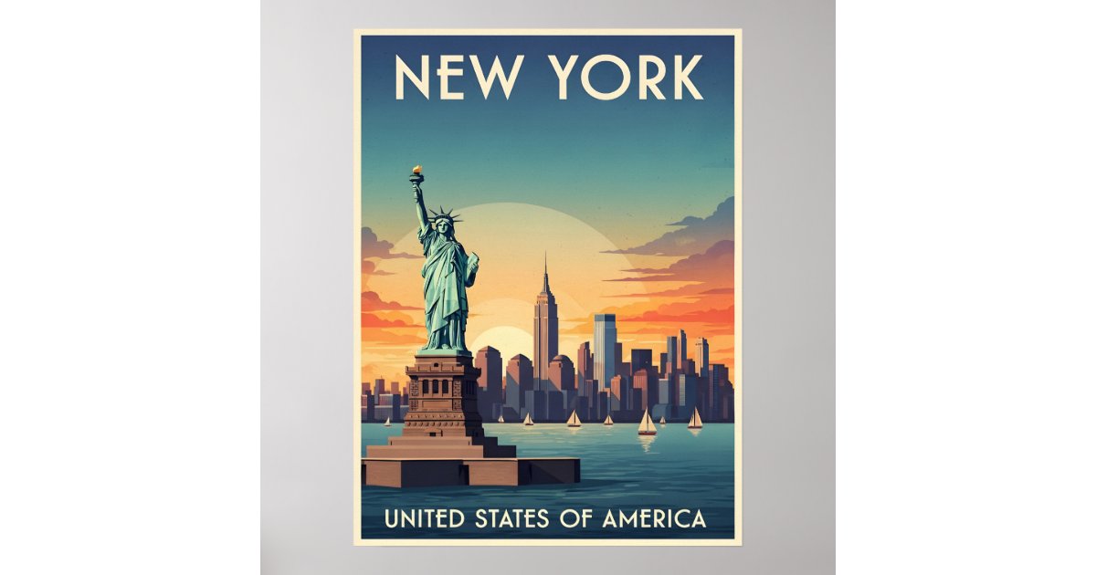 Vintage new York city statue of liberty Poster | Zazzle