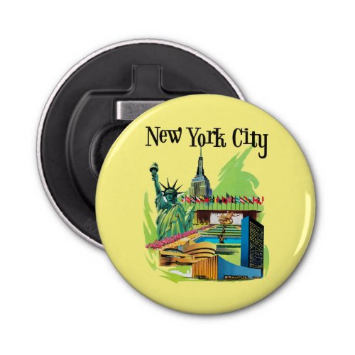 Vintage New york City statue of liberty Travel art Bottle Opener