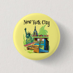Vintage New york City statue of liberty Travel art Button
