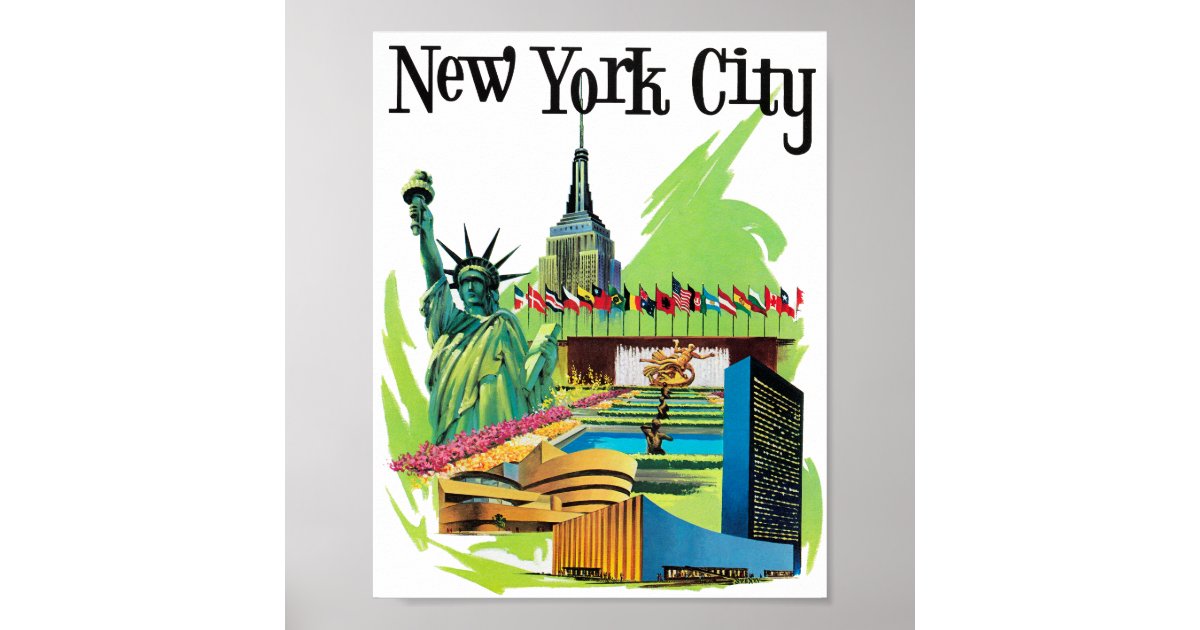 Vintage New york City statue of liberty Travel art Poster | Zazzle