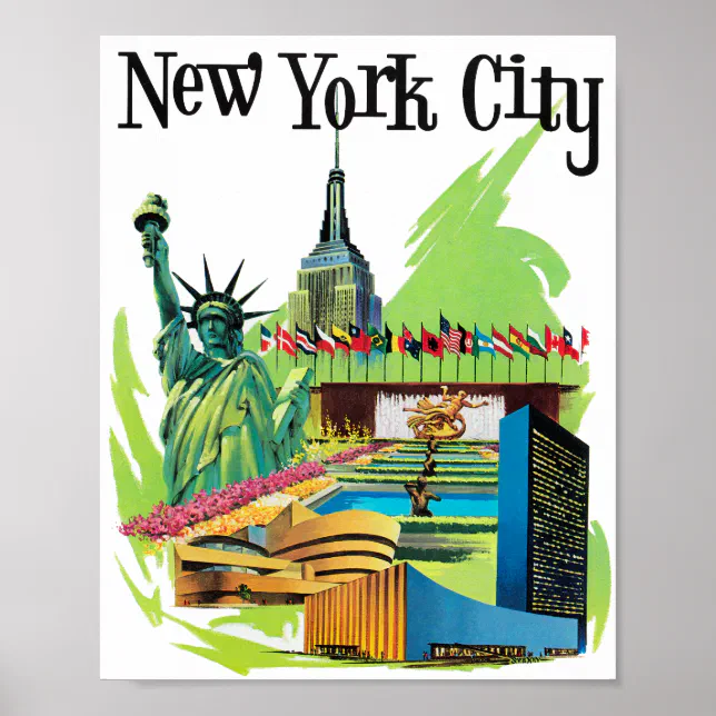 Vintage New york City statue of liberty Travel art Poster | Zazzle
