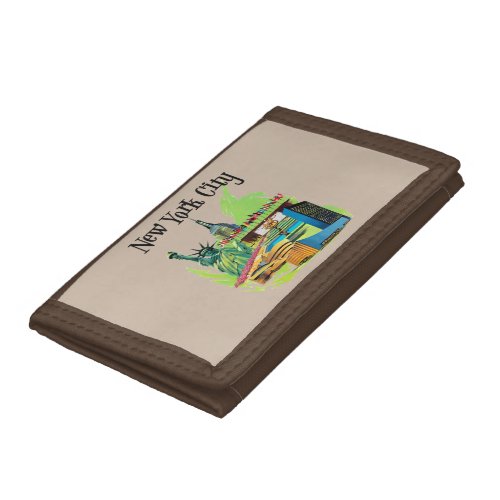 Vintage New York City statue of liberty Travel art Trifold Wallet