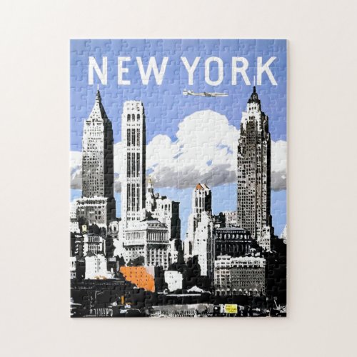 Vintage New York City Travel Illustration Jigsaw Puzzle