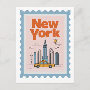 Vintage New York City Travel Minimalist Skyline Postcard