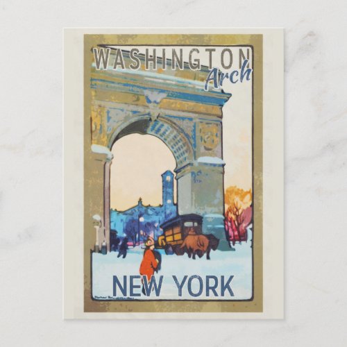 Vintage New York City Washington Arch Travel Postcard