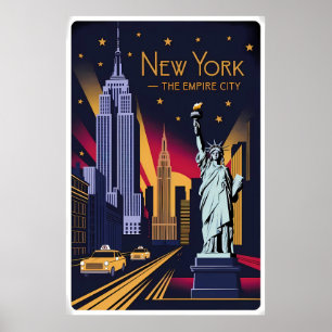 Vintage New York – Empire State & Liberty Poster