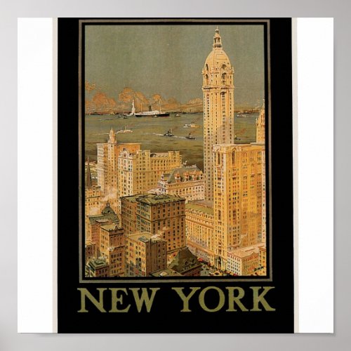 Vintage New York from Glasgow by the Anchor Line Poster