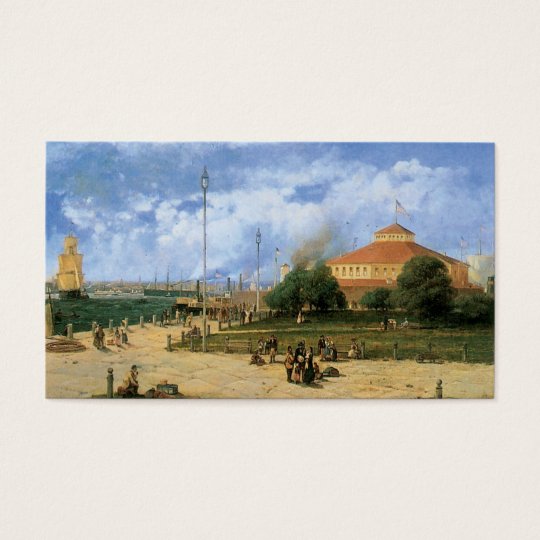 Vintage New York Harbor and Battery, 1885 Business Card