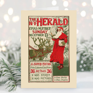 Vintage New York Herald Christmas Edition Holiday Card