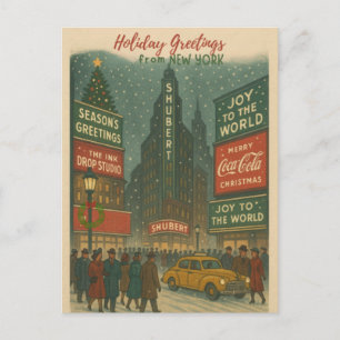 Vintage New York Holiday Greetings Postcard