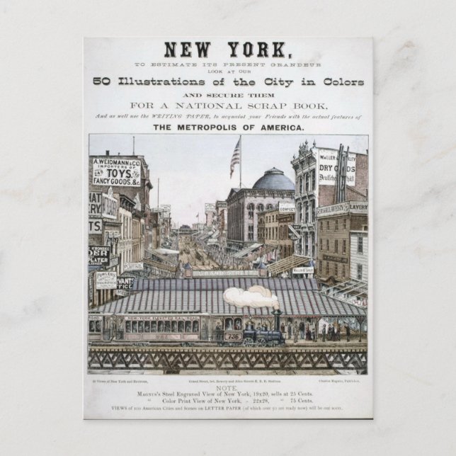 Vintage New York Illustration Postcard (Front)