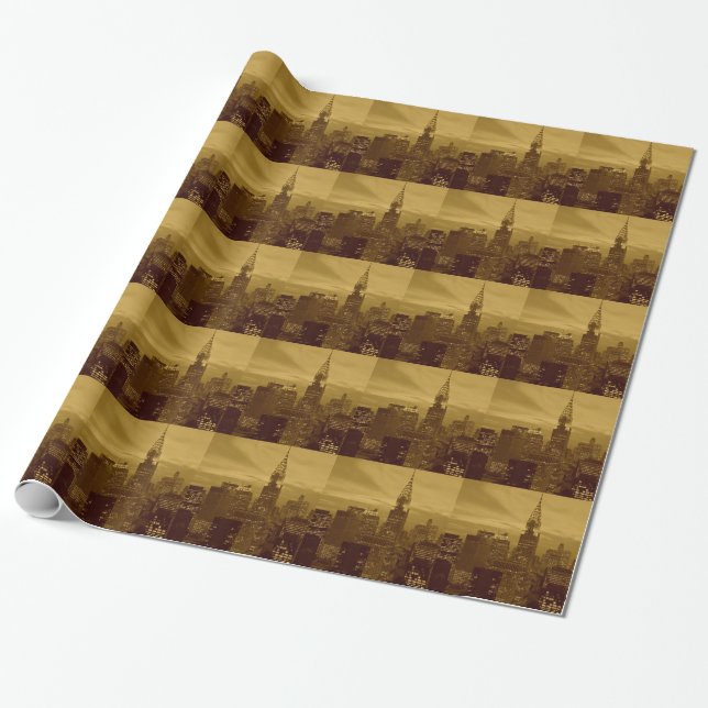 Vintage New York Manhattan Wrapping Paper (Unrolled)