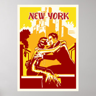 Vintage New York Poster - Warm Colors
