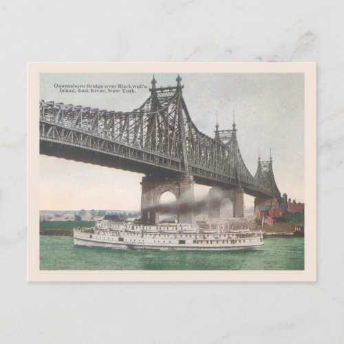 Vintage New York Queensboro Bridge 1920s Postcard