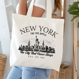 Vintage New York Retro Skyline City Art Tote Bag