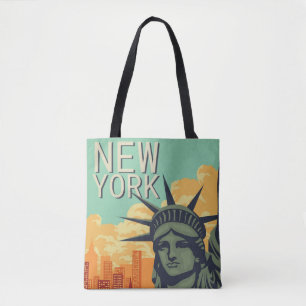 Vintage NEW YORK Skyline Statue of Liberty Tote Bag