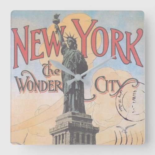 Vintage New York Square Wall Clock