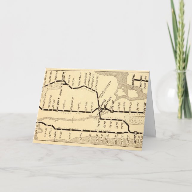 Vintage New York Subway Map Card (Front)