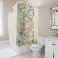 Vintage New York Subway Map Shower Curtain