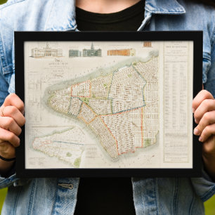 Vintage New York travel map. Old city Retro Poster
