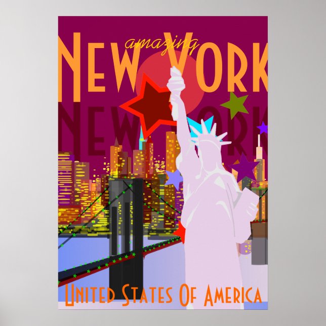 Vintage New York Travel Poster (Front)