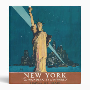 Vintage New York Wonder City Statue of Liberty Art 3 Ring Binder