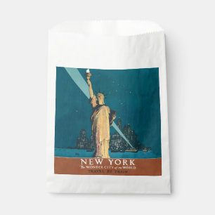 Vintage New York Wonder City Statue of Liberty Art Favor Bag