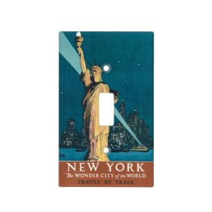 Vintage New York Wonder City Statue of Liberty Art Light Switch Cover