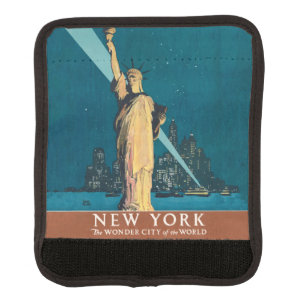 Vintage New York Wonder City Statue of Liberty Art Luggage Handle Wrap
