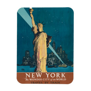 Vintage New York Wonder City Statue of Liberty Art Magnet