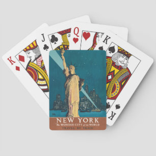 Vintage New York Wonder City Statue of Liberty Art Poker Cards