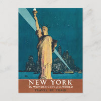 Vintage New York Wonder City Statue of Liberty Art