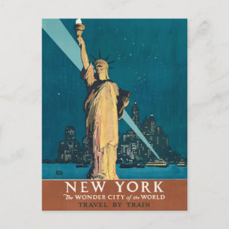 Vintage New York Wonder City Statue of Liberty Art Postcard
