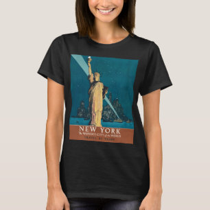 Vintage New York Wonder City Statue of Liberty Art T-Shirt